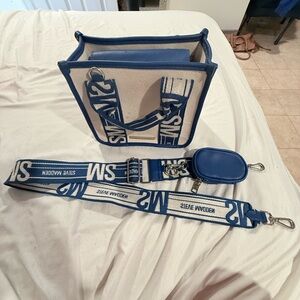 Steve Madden Blue and Cream Shoulder Bag